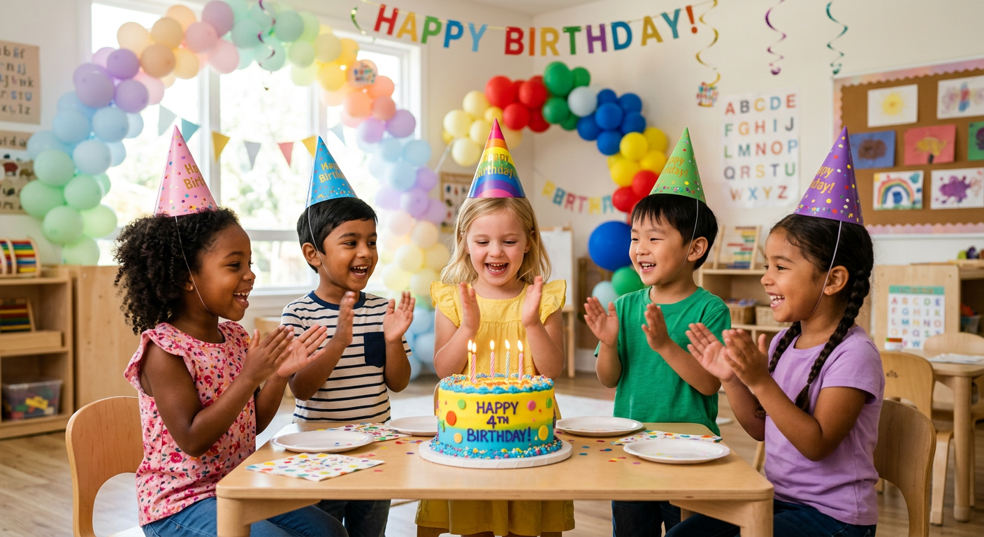 Children celebrating a birthday party at Play Heaven playgroup in Edgemead